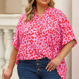 Floral Half Sleeve Top, Various Colors (Plus size only)