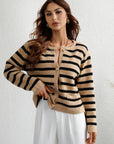 Striped Button Front Cardigan