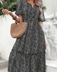 Leopard Print Short Sleeve Midi Dress