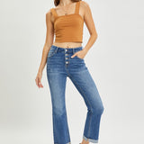 RISEN Button Fly Cropped Bootcut Jeans (plus only)
