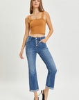 RISEN Button Fly Cropped Bootcut Jeans (plus only)