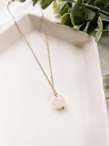 Sweet As Sugarcane - Rose quartz pendant necklace