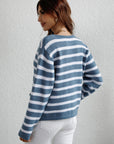 Striped Button Front Cardigan