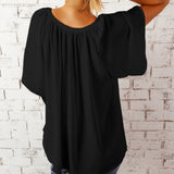 Gathered Detail Notched Neck Flutter Sleeve Top (Various colors)