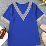 Contrast V-Neck Blouse (online only)