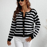 Striped Button Front Cardigan