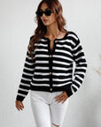 Striped Button Front Cardigan