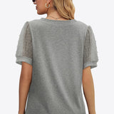 Swiss Dot Puff Sleeve V-Neck Tee (Various colors)