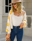 Floral Open Front Fuzzy Cardigan