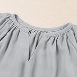 Gathered Detail Notched Neck Flutter Sleeve Top (Various colors)