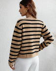 Striped Button Front Cardigan