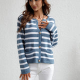 Striped Button Front Cardigan