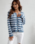 Striped Button Front Cardigan