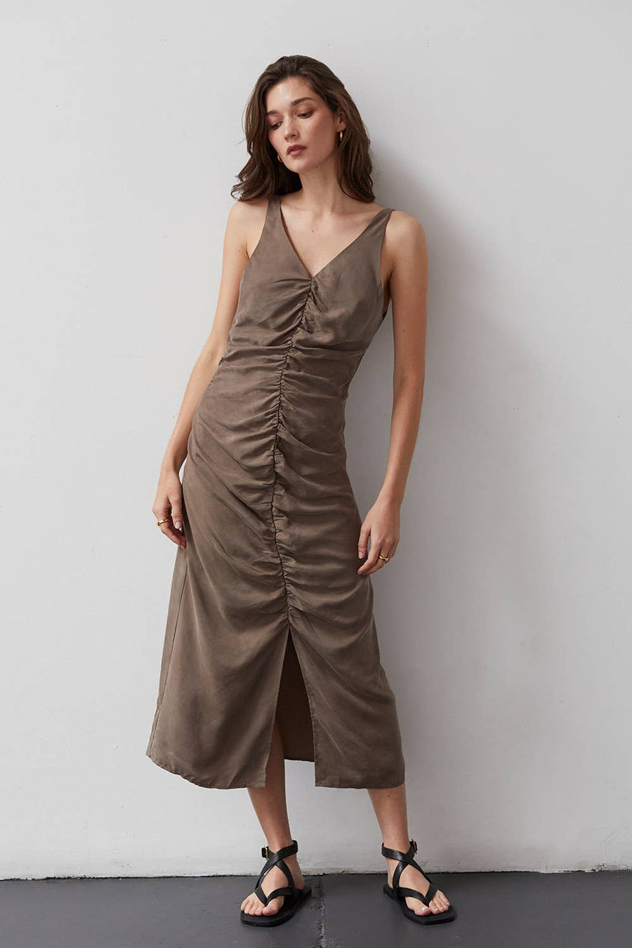 Crescent - Jossalyn Modal Cupro shirred Midi Dress