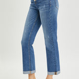 RISEN Button Fly Cropped Bootcut Jeans (plus only)