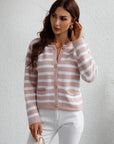 Striped Button Front Cardigan