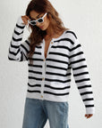 Striped Button Front Cardigan