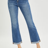 RISEN Button Fly Cropped Bootcut Jeans (plus only)