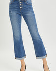 RISEN Button Fly Cropped Bootcut Jeans (plus only)