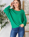 Round Neck Batwing Sleeve Blouse, Zenana