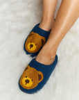 Melody Teddy Bear Print Plush Slide Slippers