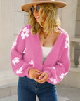 Floral Open Front Fuzzy Cardigan