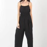 VERY J Pintuck Detail Woven Sleeveless Jumpsuit (online only)