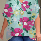 Floral Half Sleeve Top, Various Colors (Plus size only)