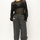 HYFVE Openwork Ribbed Long Sleeve Knit Top