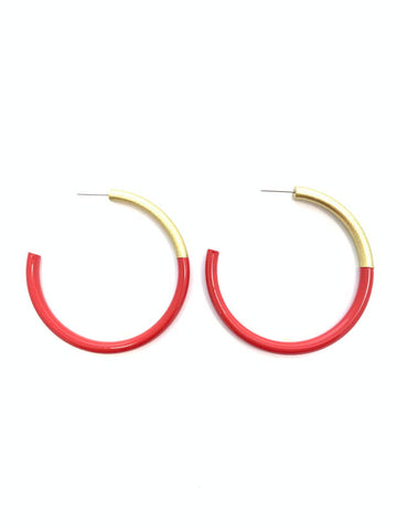 Accessory Jane - Lg Liz Hoops in Real Red