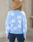 Floral Dropped Shoulder Button-Up Cardigan