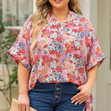 Floral Half Sleeve Top, Various Colors (Plus size only)