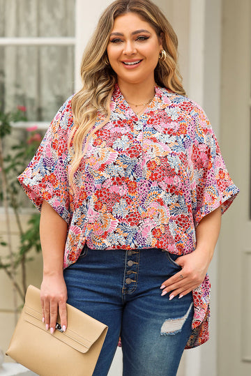 Floral Half Sleeve Top, Various Colors (Plus size only)