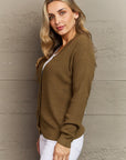 Zenana Button Down Cardigan in Olive