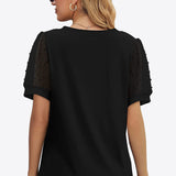 Swiss Dot Puff Sleeve V-Neck Tee (Various colors)