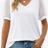 Swiss Dot Puff Sleeve V-Neck Tee (Various colors)