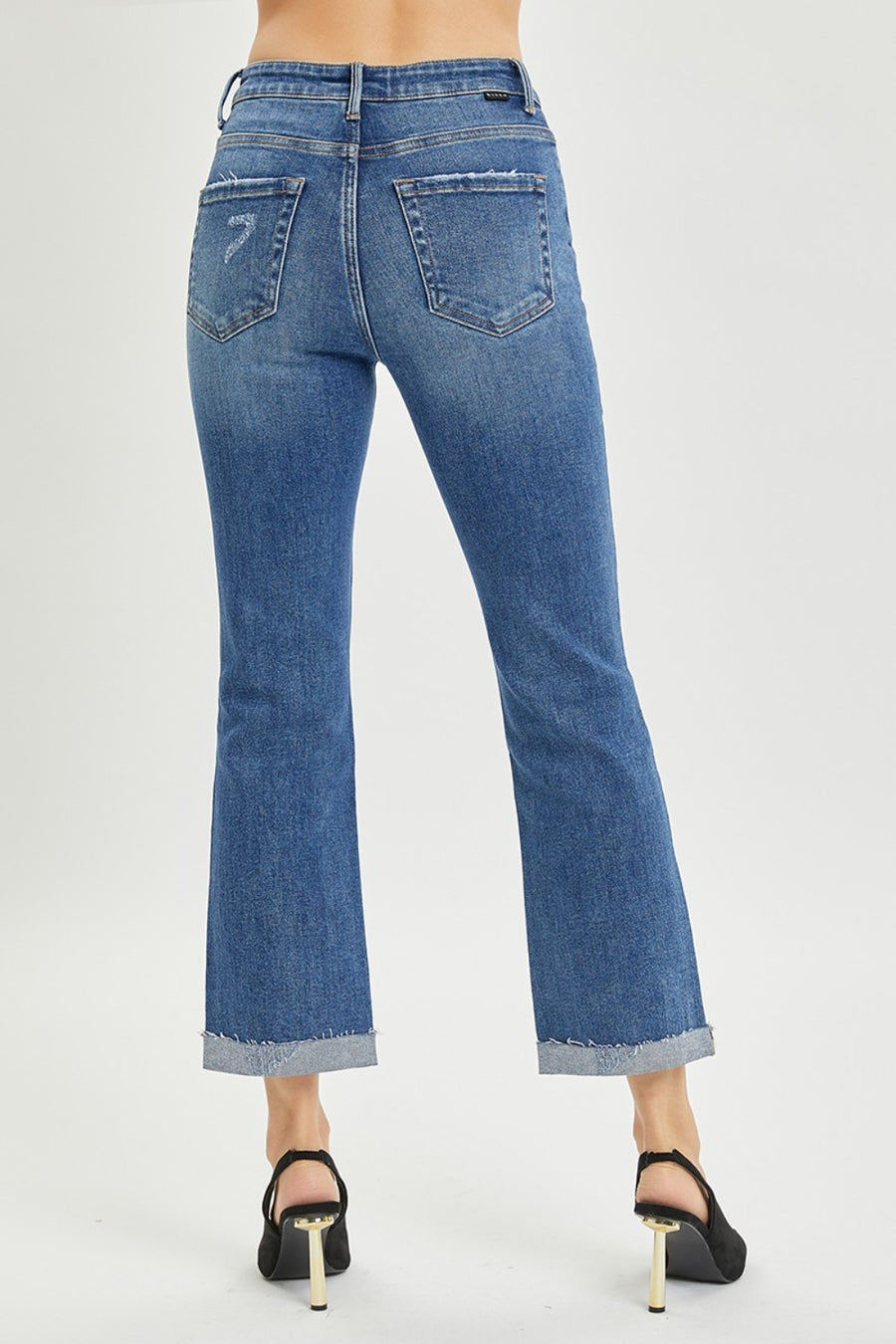 RISEN Button Fly Cropped Bootcut Jeans (plus only)