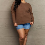 High Low Waffle Knit Sweater, Zenana (Plus only)