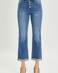 RISEN Button Fly Cropped Bootcut Jeans (plus only)