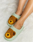 Melody Teddy Bear Print Plush Slide Slippers