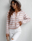 Striped Button Front Cardigan