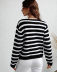 Striped Button Front Cardigan