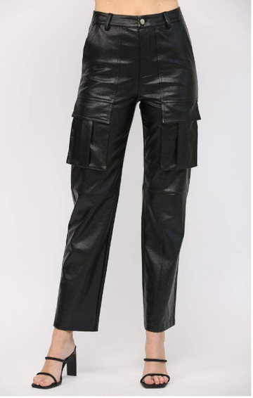 Faux Leather Cargo Pants Fate by LFD