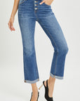 RISEN Button Fly Cropped Bootcut Jeans (plus only)