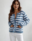 Striped Button Front Cardigan