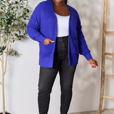 Waffle-Knit Open Front Cardigan, Zenana