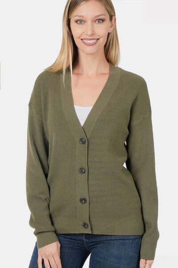 Button Up V-Neck Cardigan, Zenana