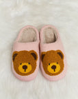 Melody Teddy Bear Print Plush Slide Slippers