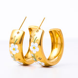 Stainless Steel 18K Gold Plated Ring Shape C-Hoop Earrings
