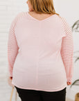 Sheer Striped Sleeve V-Neck (Plus size only)